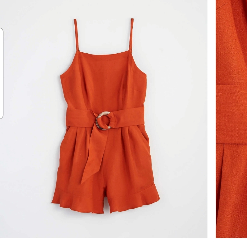TORTOISESHELL PRINT BELT STRAPPY ROMPER